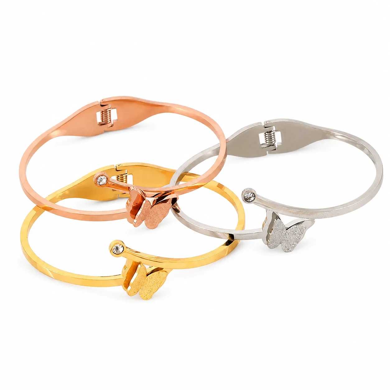 Delicate Stainless Steel Butterfly Cuff Bangle