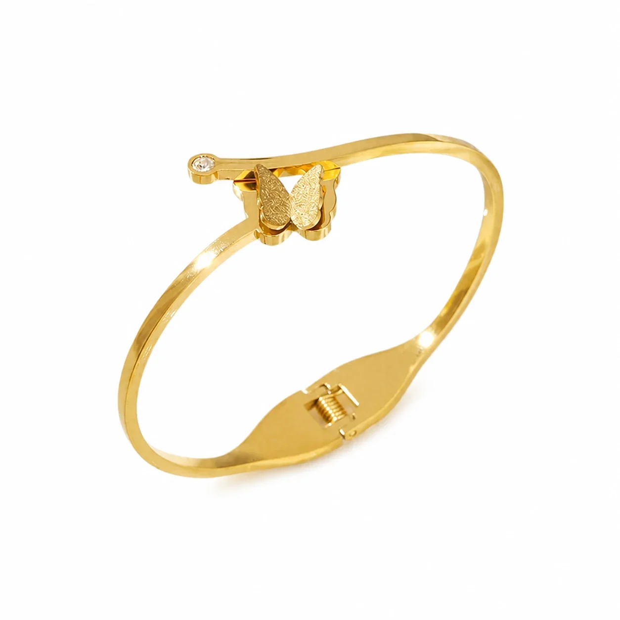 Delicate Stainless Steel Butterfly Cuff Bangle