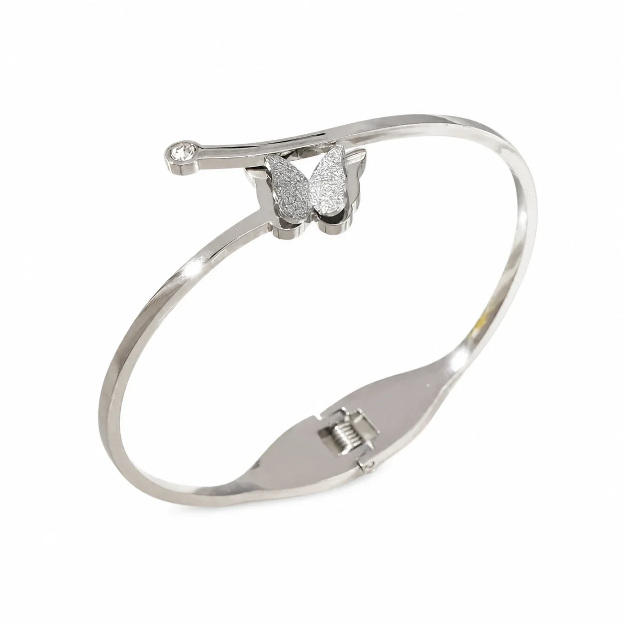 Delicate Stainless Steel Butterfly Cuff Bangle