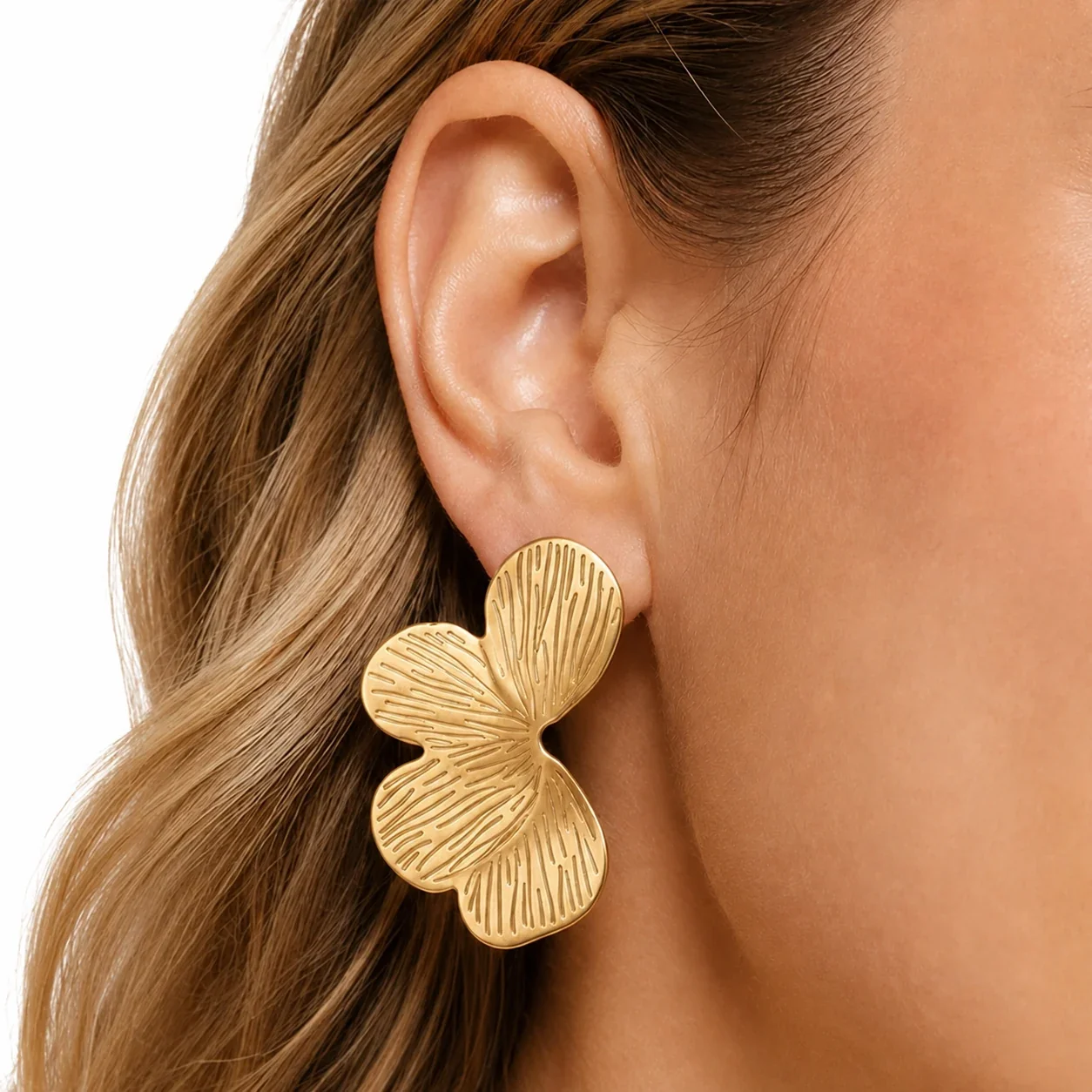 Sculptural 316 Stainless Steel Petal Stud Earrings