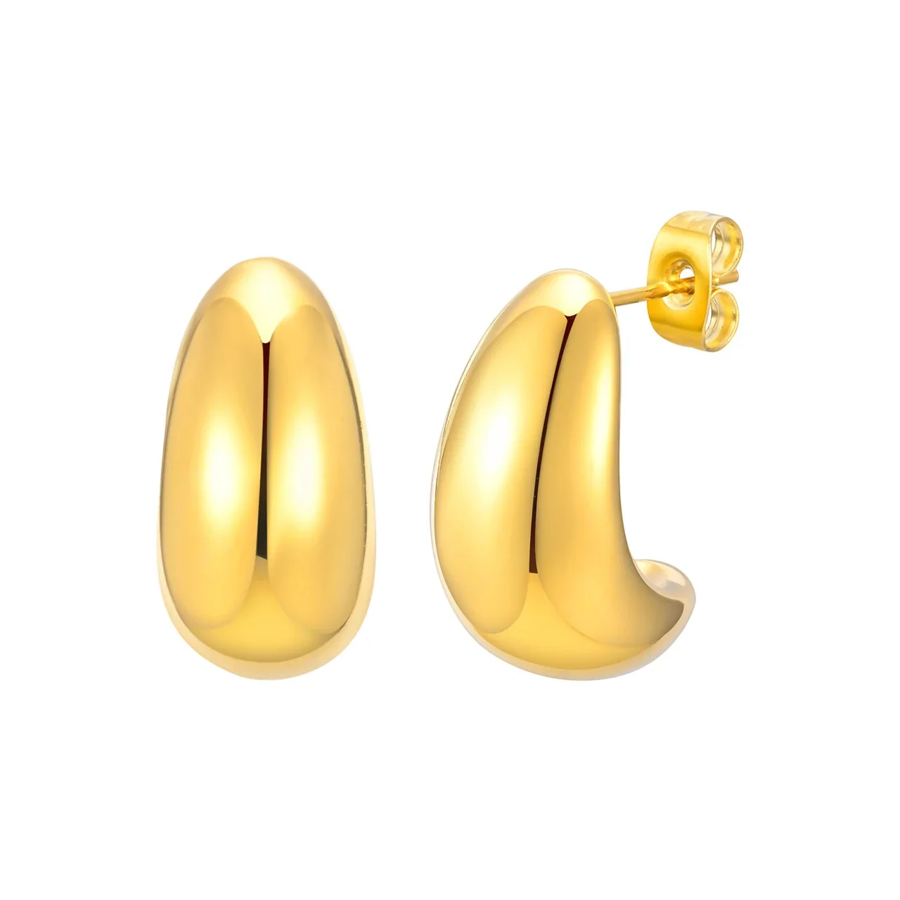 Sculptural Stainless Steel Teardrop Stud Earrings