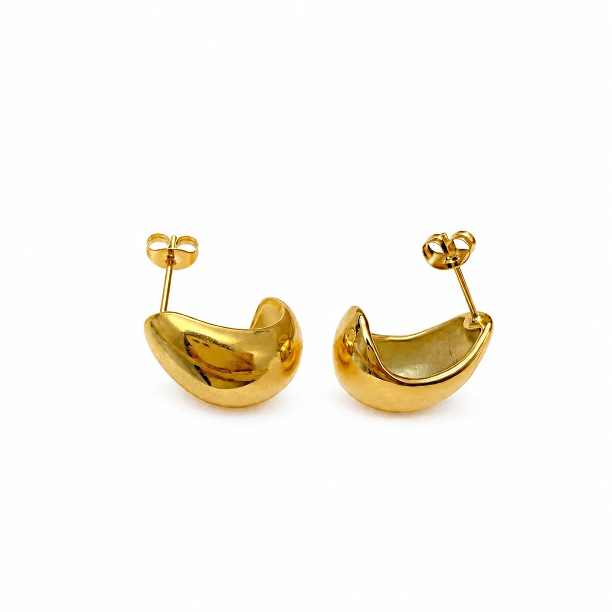 Sculptural Stainless Steel Teardrop Stud Earrings