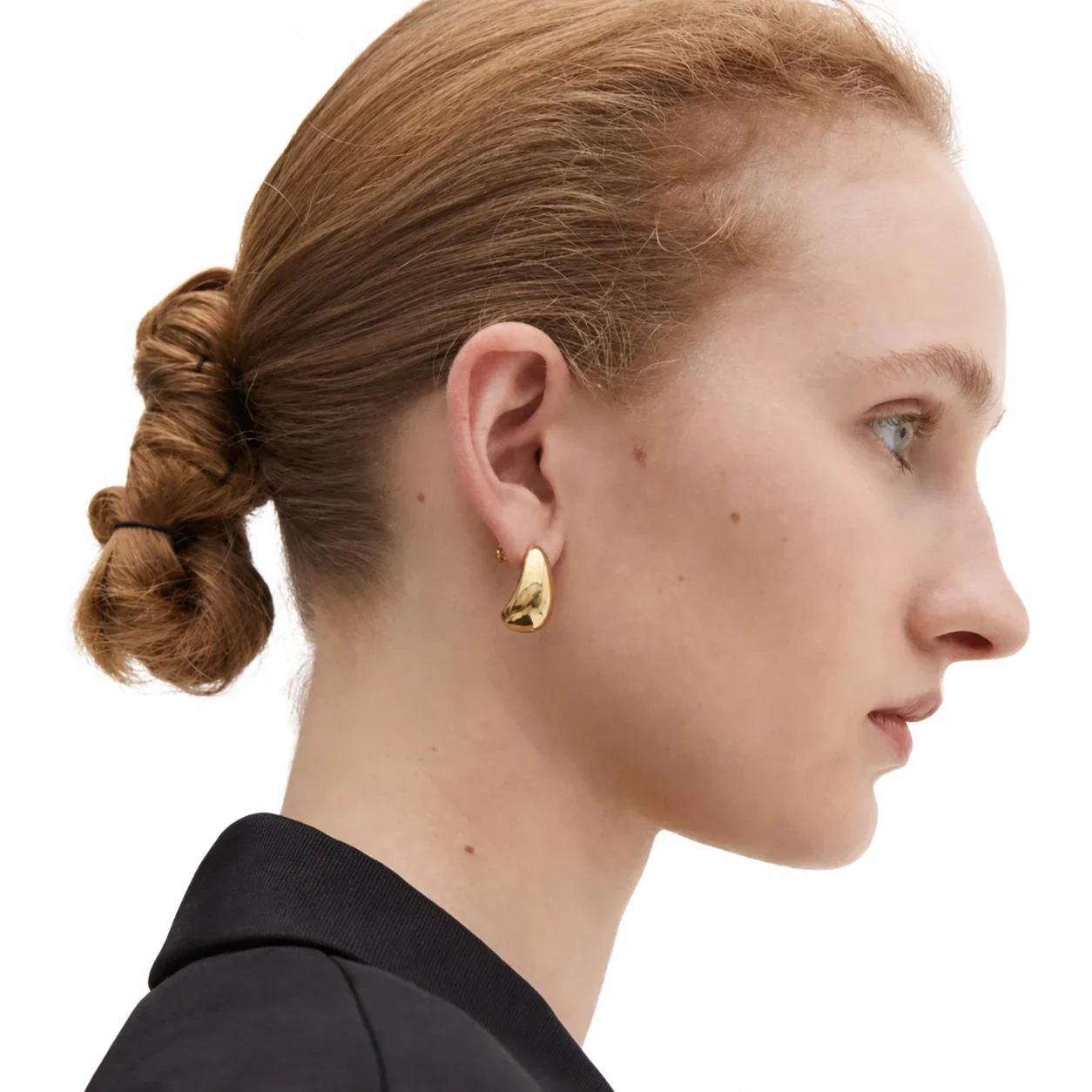 Sculptural Stainless Steel Teardrop Stud Earrings