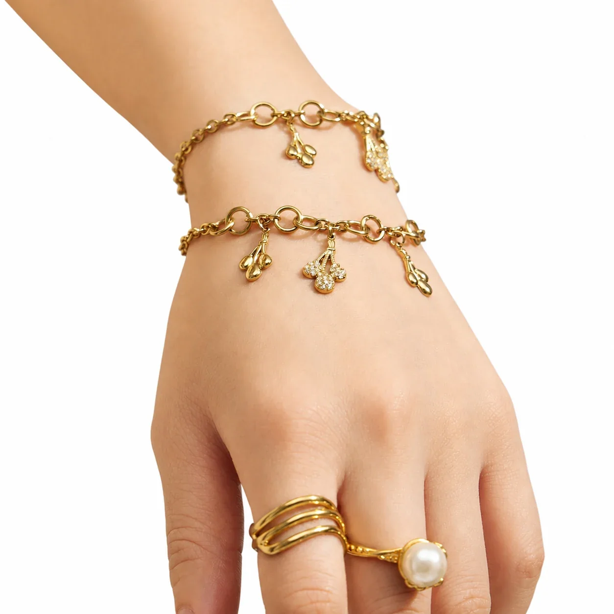Delicate 316 Stainless Steel Cable Chain Three-Drop Jewelry Set