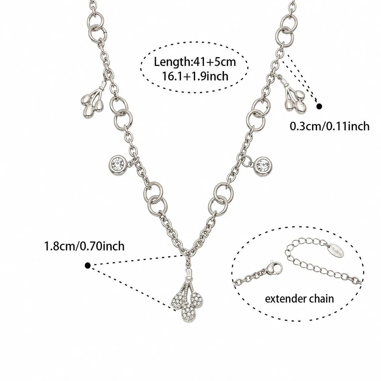 Delicate 316 Stainless Steel Cable Chain Three-Drop Jewelry Set - Gold 41+5 cm