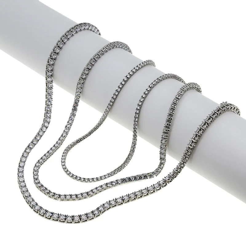 Tennis Necklace Round Crystal Stations Gold PVD 316 Stainless Steel