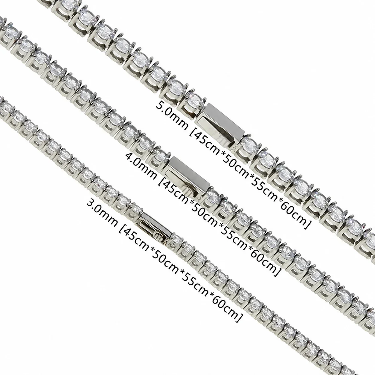 Tennis Necklace Round Crystal Stations Gold PVD 316 Stainless Steel