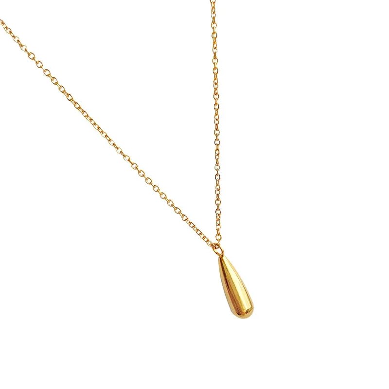 Teardrop Pendant Necklace with Oval-Link Chain in Stainless Steel