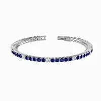 Tennis Bracelet with Round Cubic Zirconia, Stainless Steel