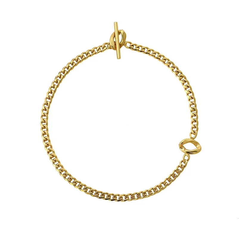 Sculptural Gold-Plated Curb Chain Bracelet with Toggle