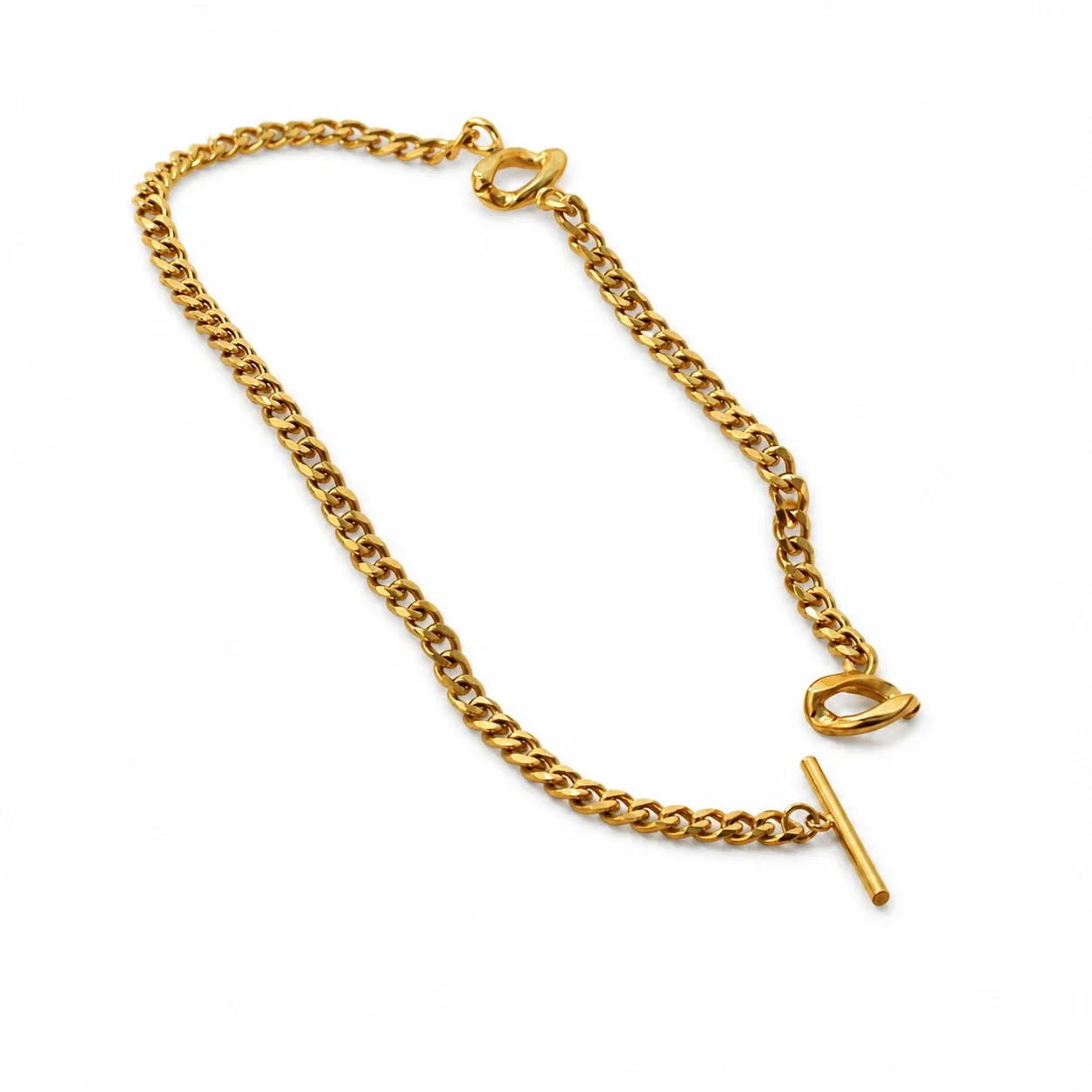 Sculptural Gold-Plated Curb Chain Bracelet with Toggle