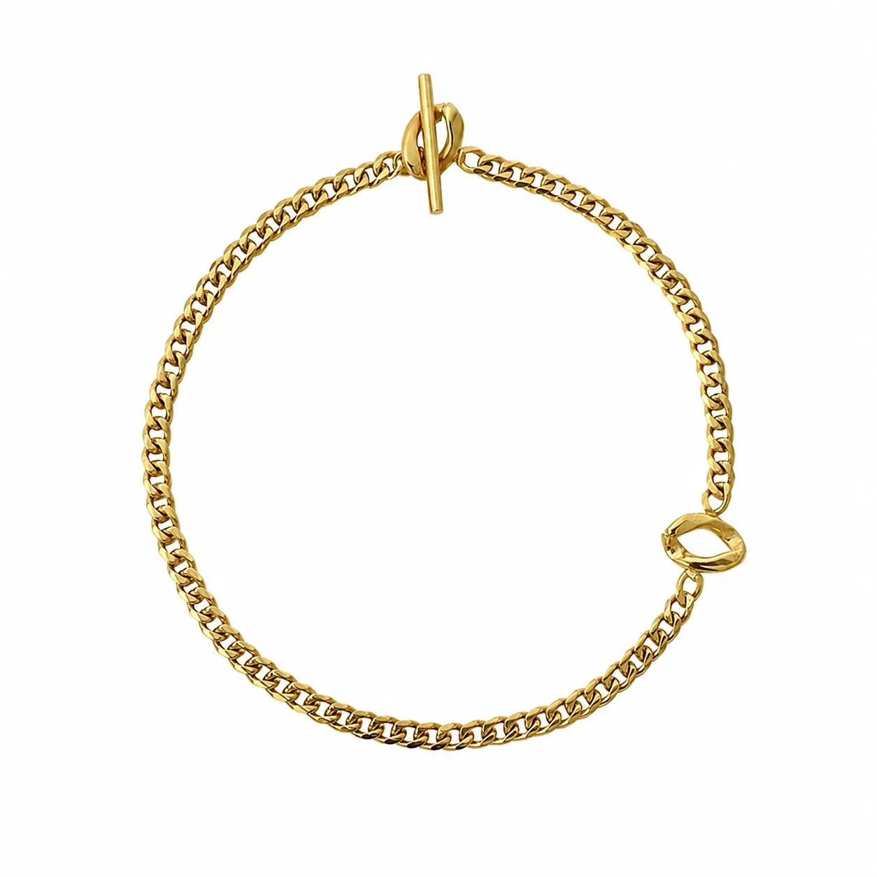 Sculptural Gold-Plated Curb Chain Bracelet with Toggle