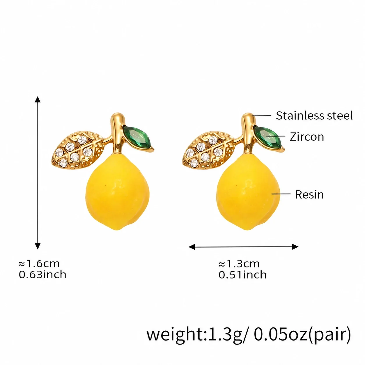 Playful Gold-Plated Lemon Daisy Crystal Drop Earrings - Lemon Clear Crystal Stud