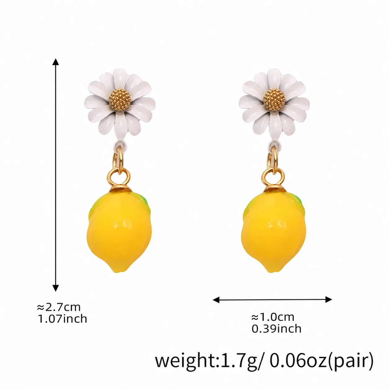 Playful Gold-Plated Lemon Daisy Crystal Drop Earrings - Lemon Daisy Drop