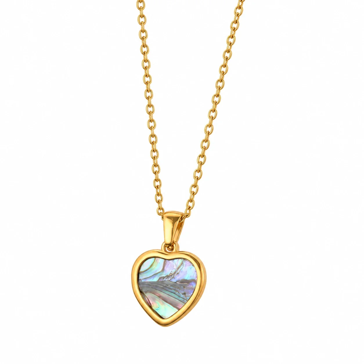Foto del producto: Collar con colgante, incrustación de concha de abulón, acero chapado en oro de 18K
