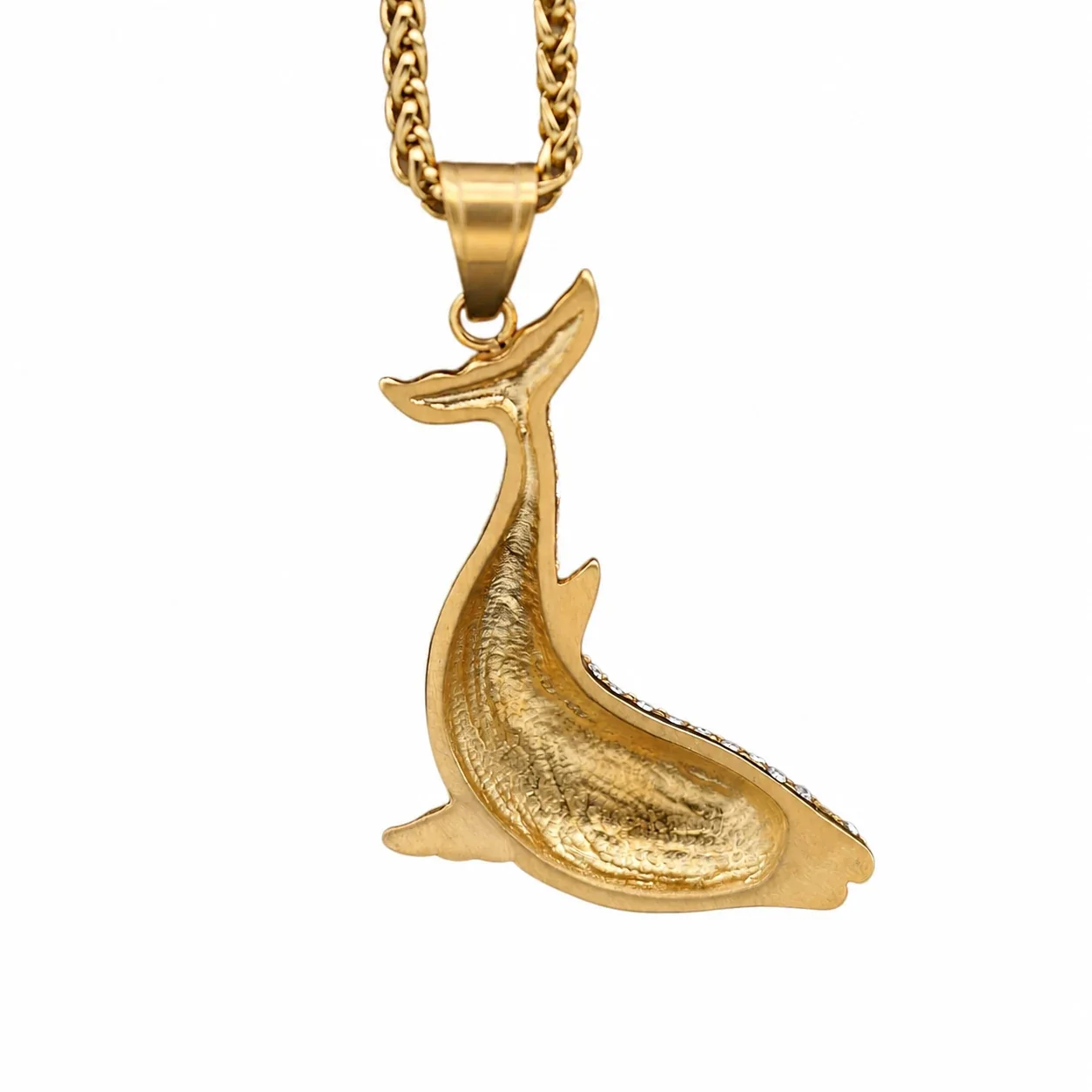 Iced Whale 316 Stainless Steel Pavé Tail Pendant