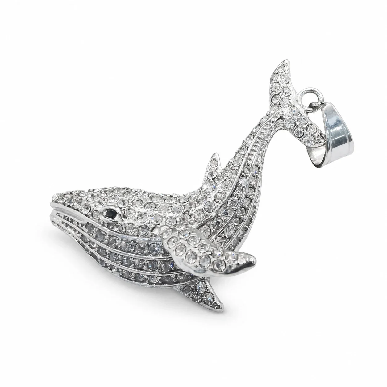 Iced Whale 316 Stainless Steel Pavé Tail Pendant
