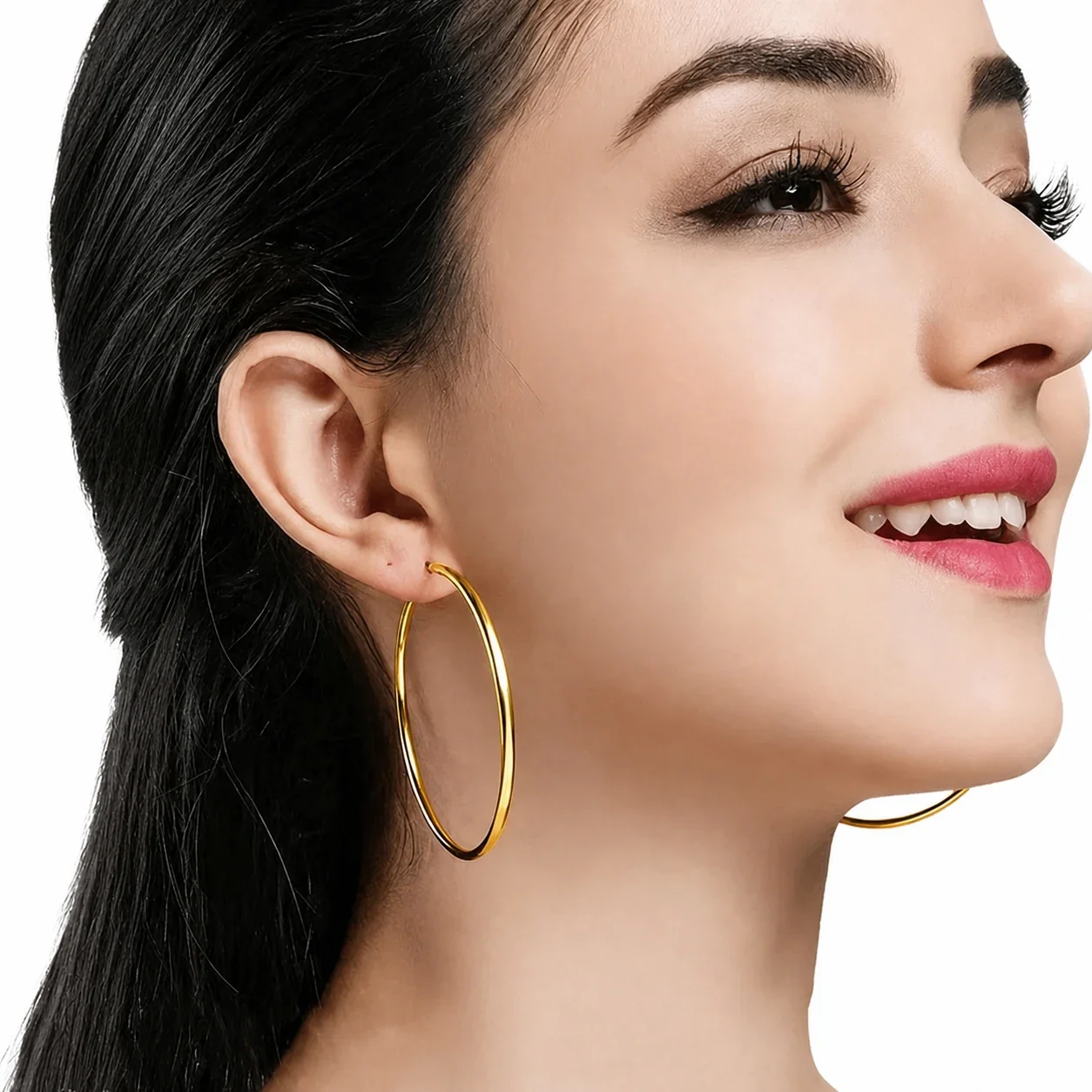 Polished 316 Stainless Steel Slim Hoop Earrings