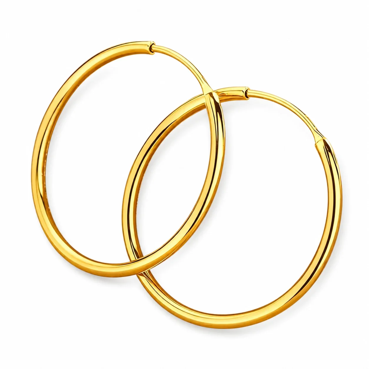 Polished 316 Stainless Steel Slim Hoop Earrings - Gold
