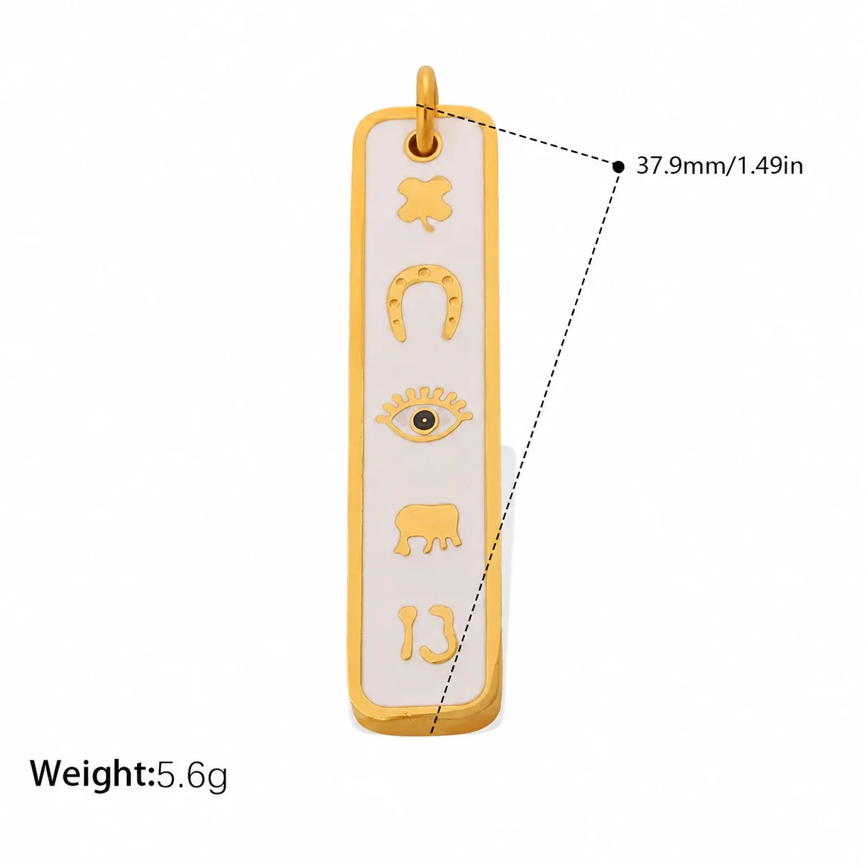 Pendant Charms with Sculpted Motifs, Gold-Plated Stainless Steel - Gold with White Enamel