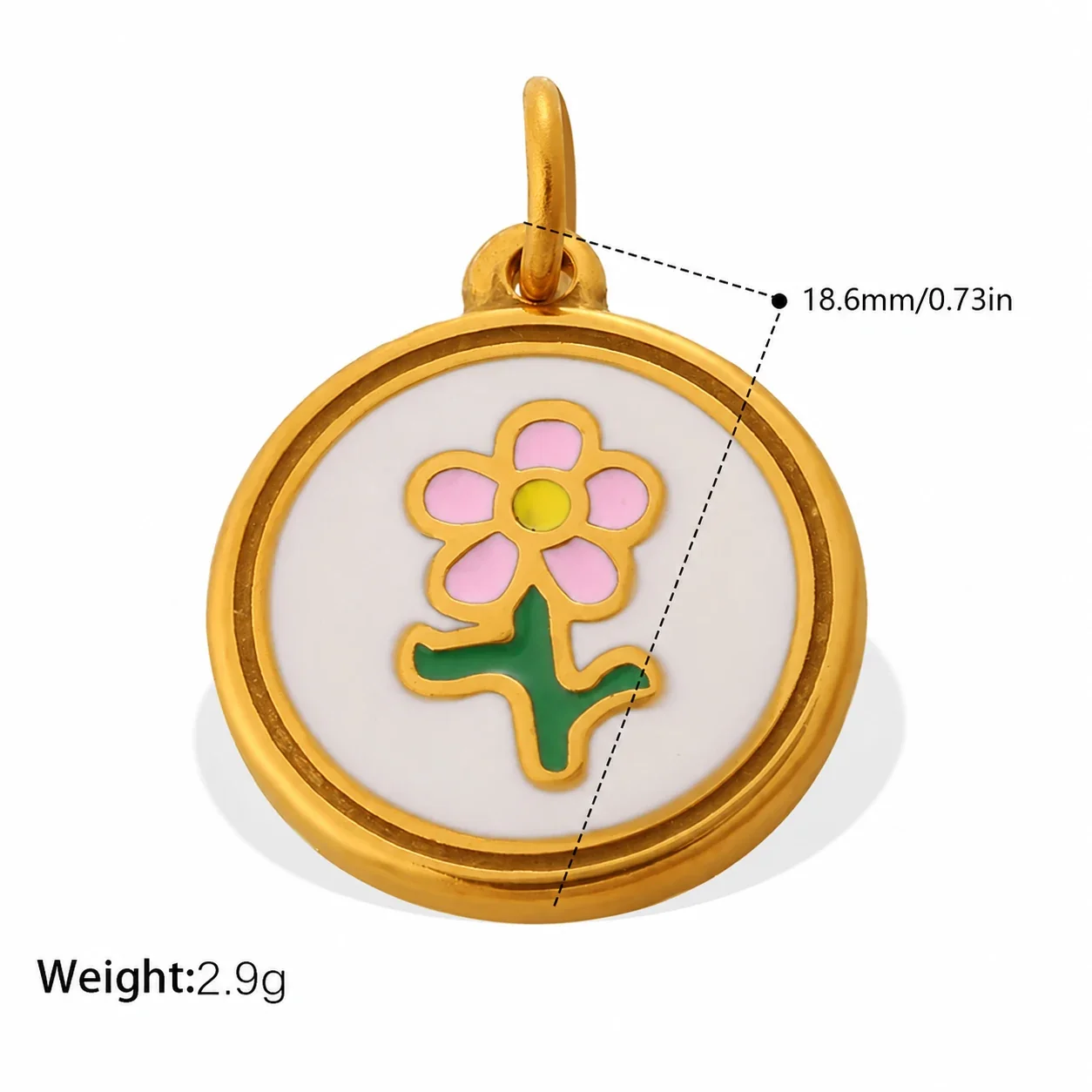 Pendant Charms with Sculpted Motifs, Gold-Plated Stainless Steel - Gold with Crystal Accents