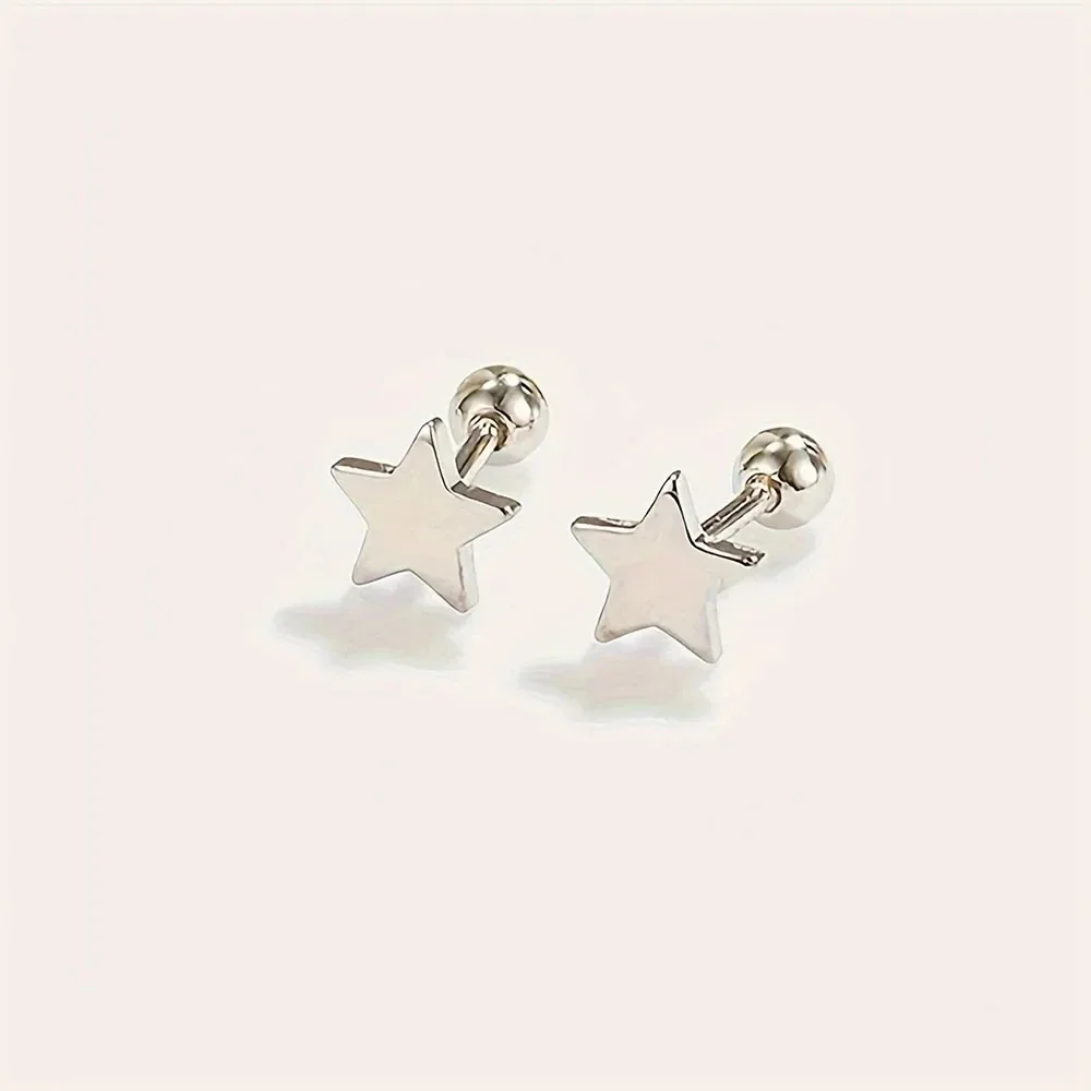 Petite Stainless Steel Gold PVD Star and Heart Stud Earrings