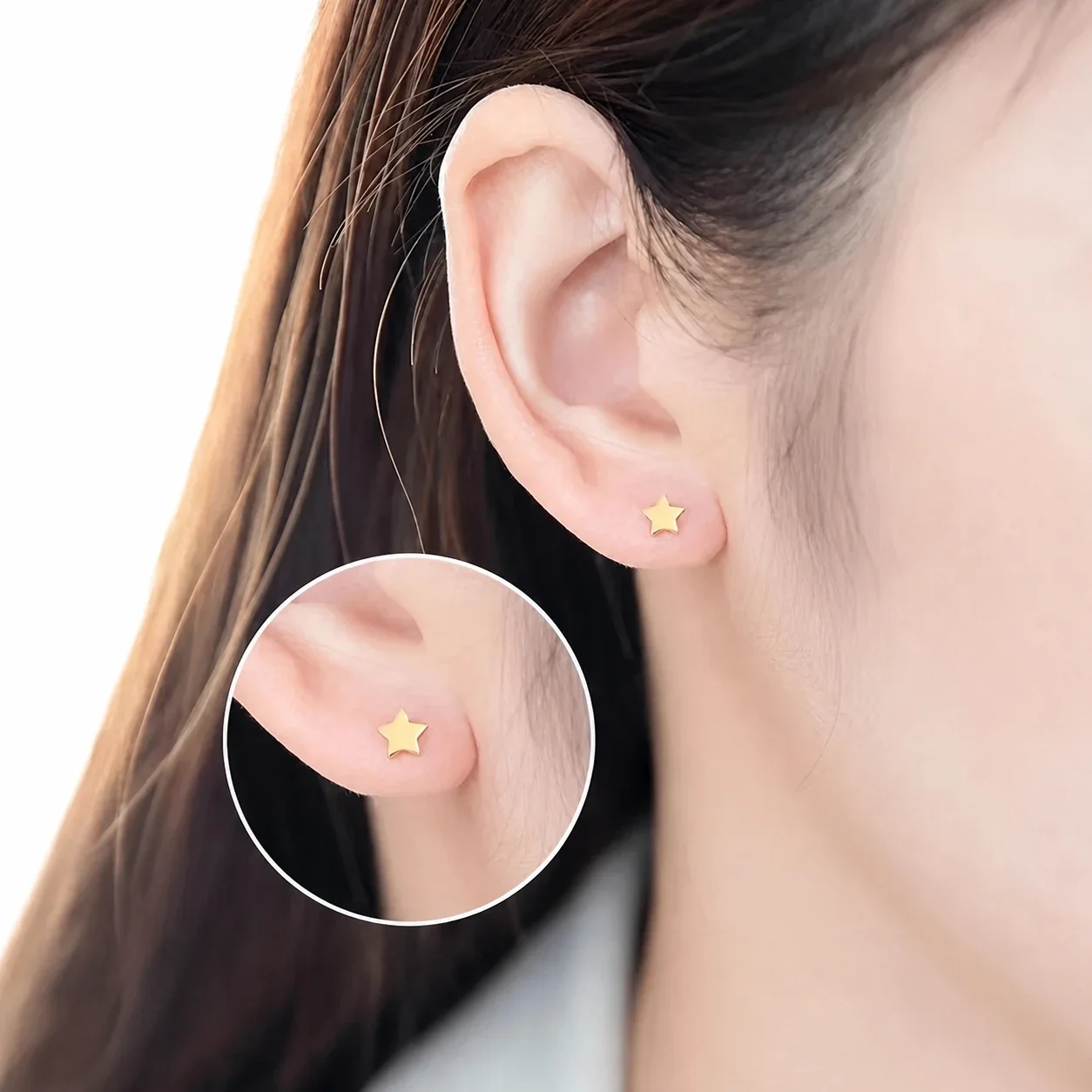 Petite Stainless Steel Gold PVD Star and Heart Stud Earrings