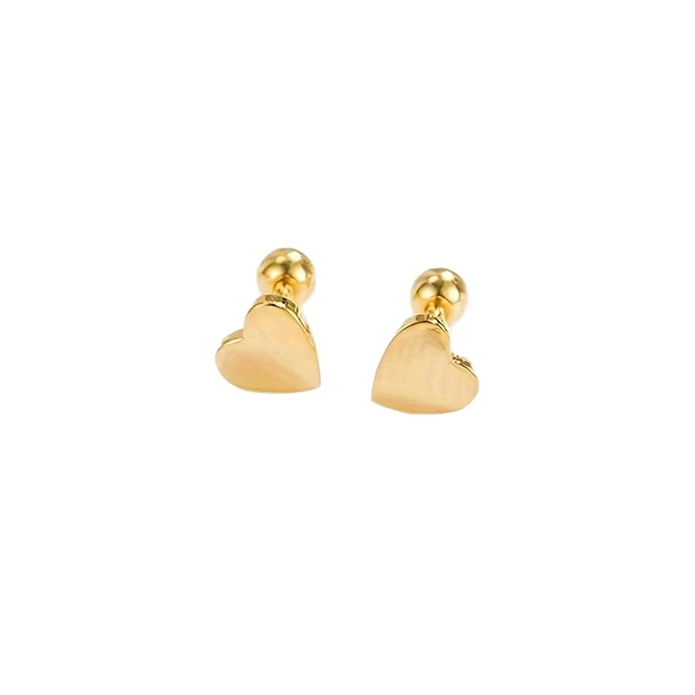 Petite Stainless Steel Gold PVD Star and Heart Stud Earrings