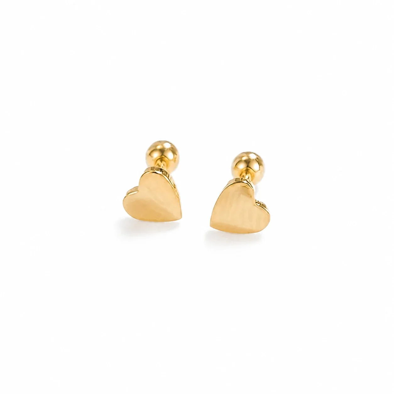 Petite Stainless Steel Gold PVD Star and Heart Stud Earrings - Gold Heart