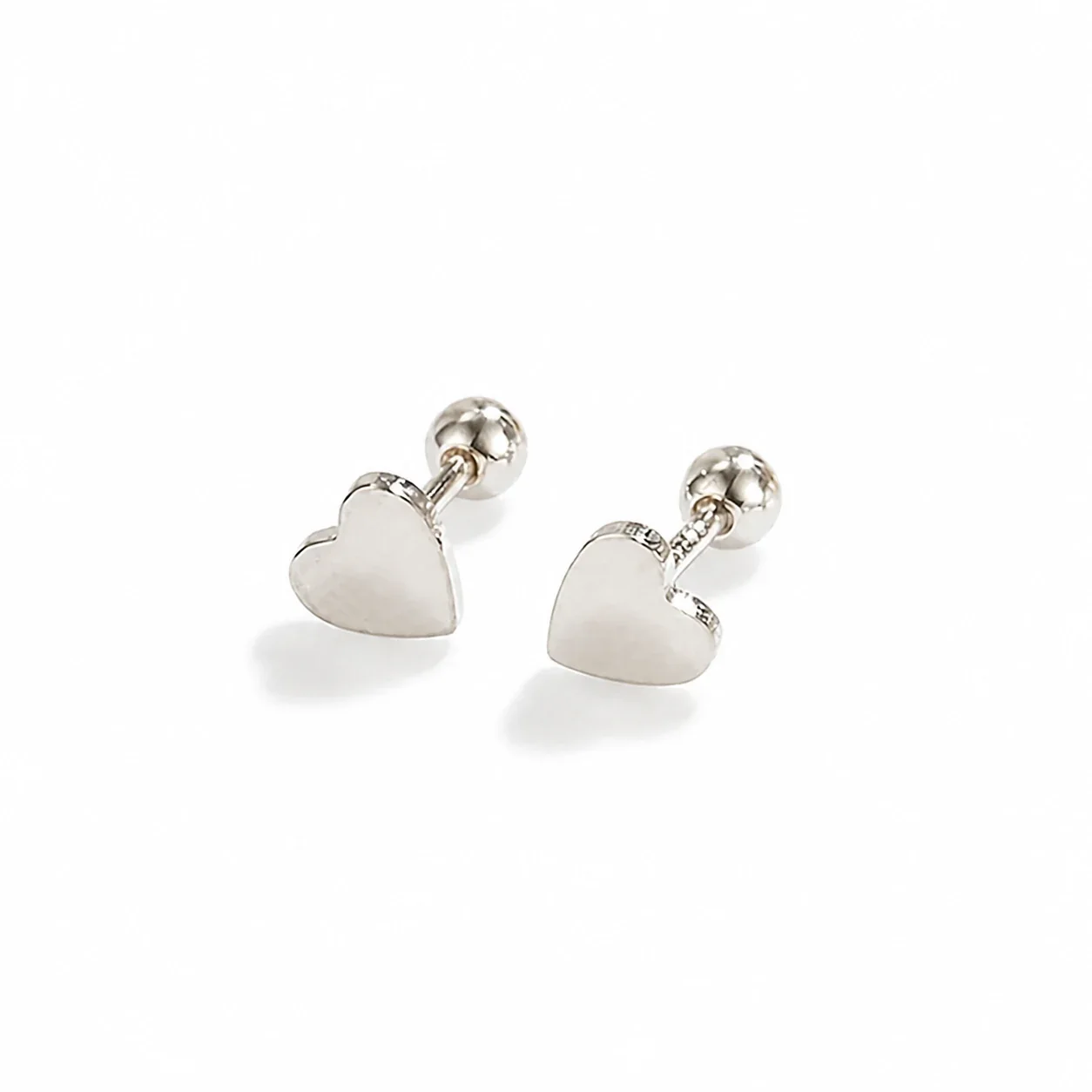 Petite Stainless Steel Gold PVD Star and Heart Stud Earrings - Silver Heart