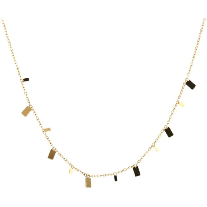 Charm Necklace with Geometric Dangles in Gold-Plated Steel