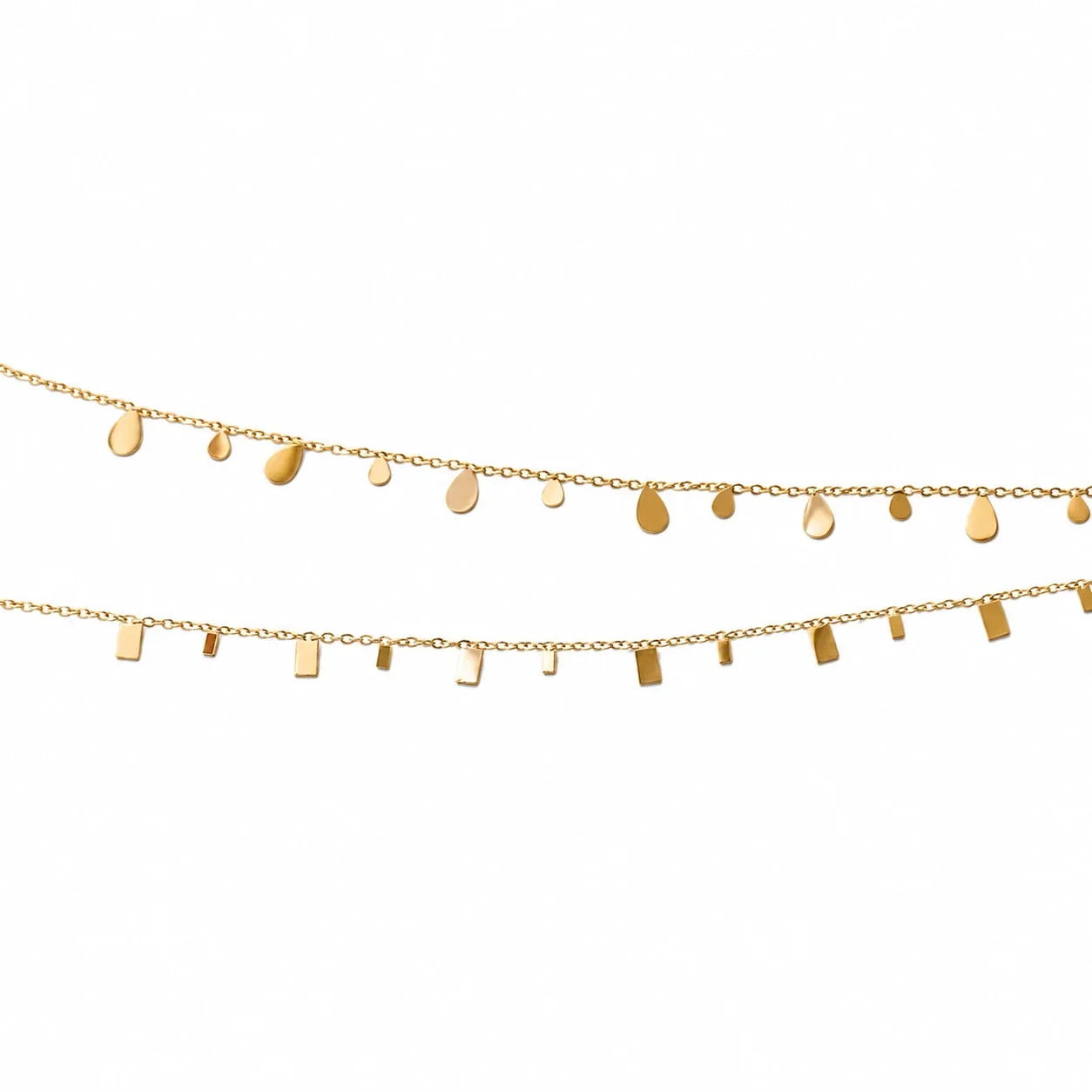 Charm Necklace with Geometric Dangles in Gold-Plated Steel
