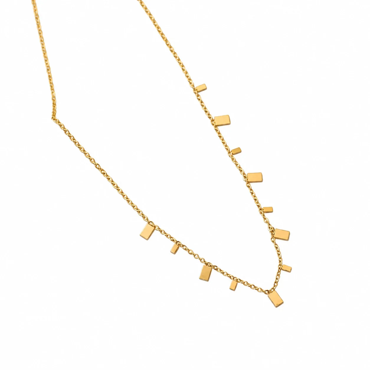 Charm Necklace with Geometric Dangles in Gold-Plated Steel