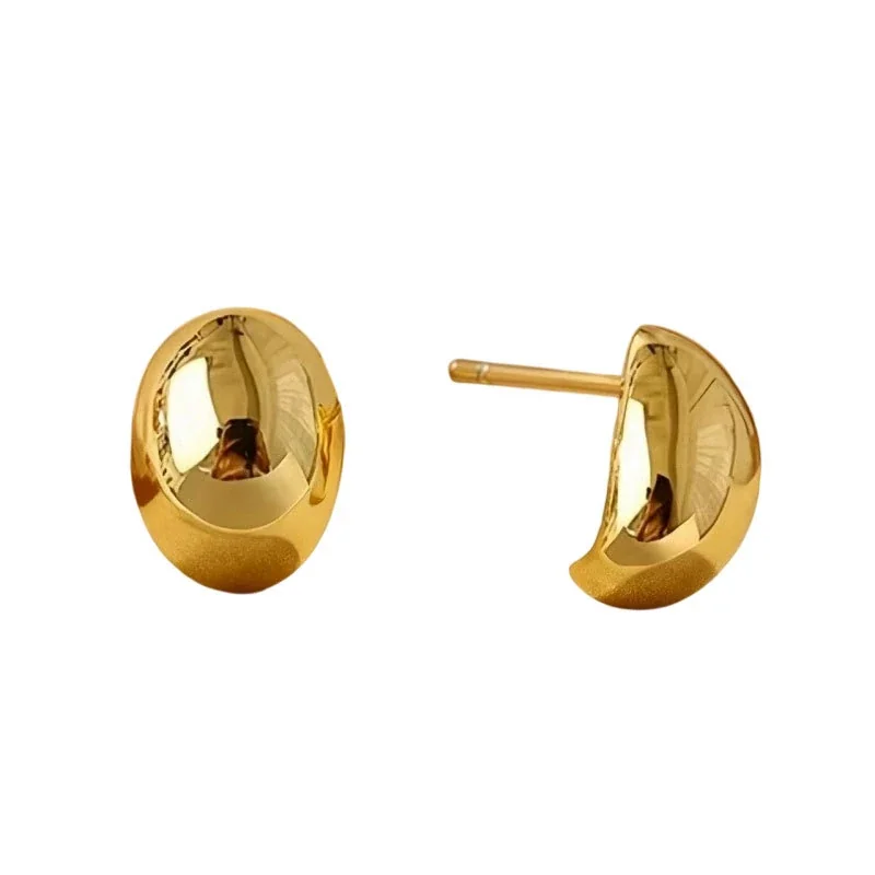 Sculptural Stainless Steel Dome Stud Earrings