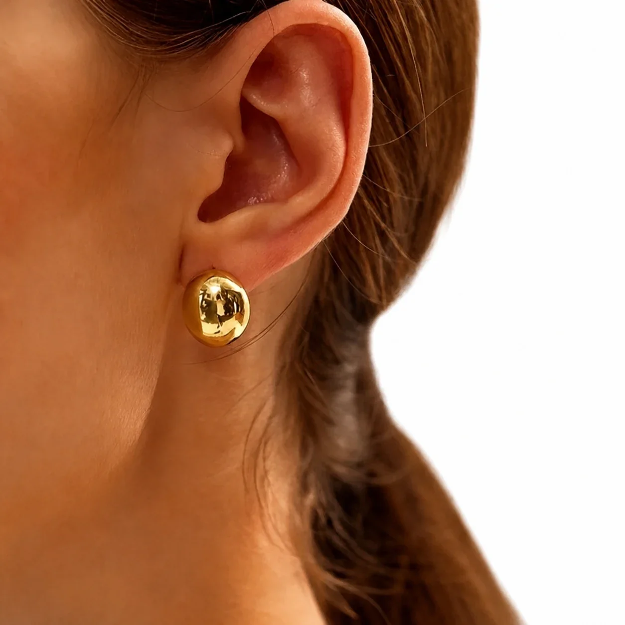 Sculptural Stainless Steel Dome Stud Earrings
