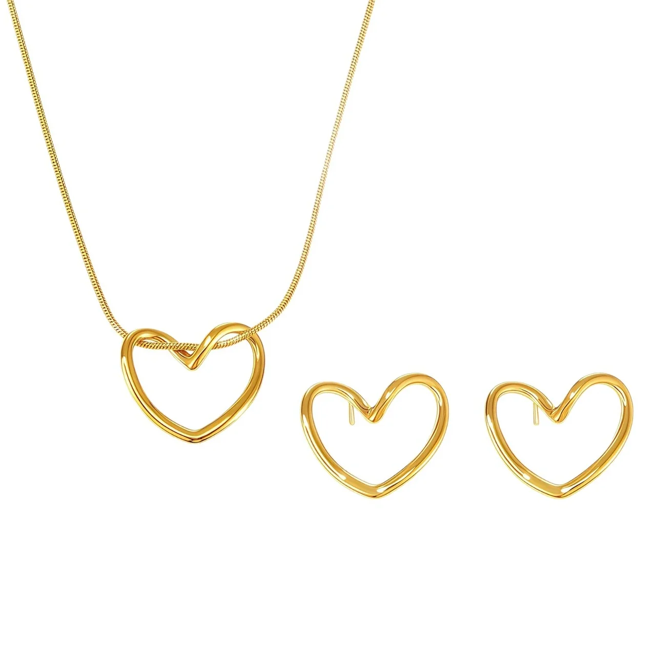 Schmuckset mit offenem Herzmotiv, 316 Edelstahl PVD