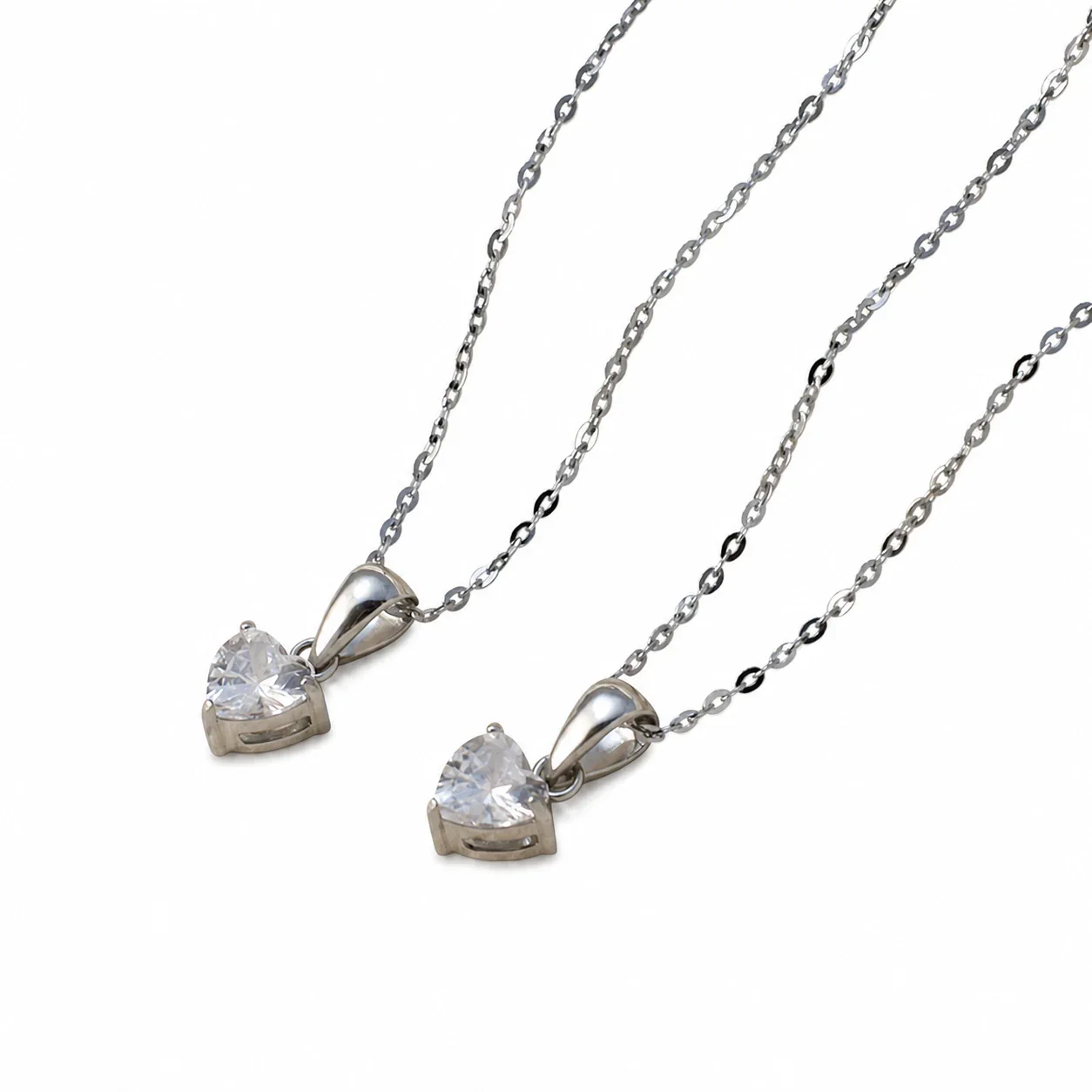 Delicate Stainless Steel Heart CZ Pendant Necklace