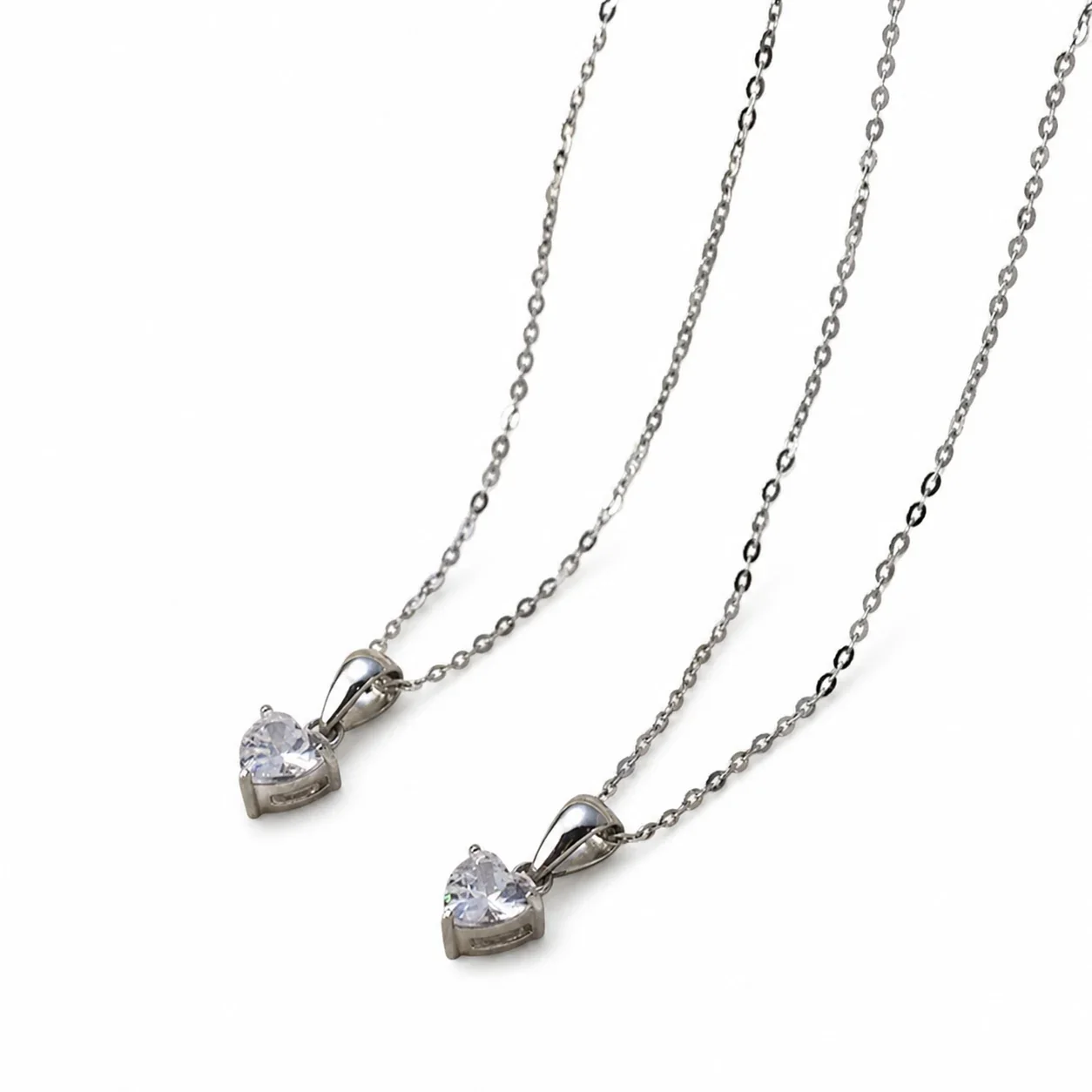 Delicate Stainless Steel Heart CZ Pendant Necklace