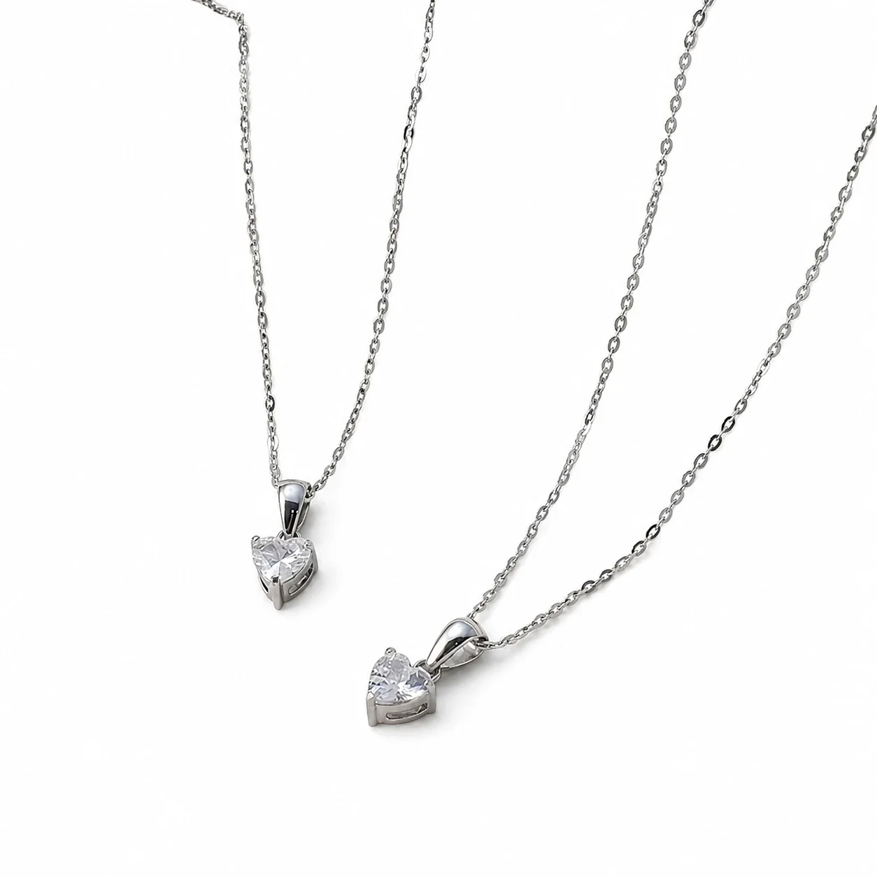 Delicate Stainless Steel Heart CZ Pendant Necklace