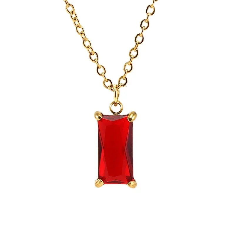 Refined 18K Gold-Plated Emerald-Cut CZ Pendant Necklace