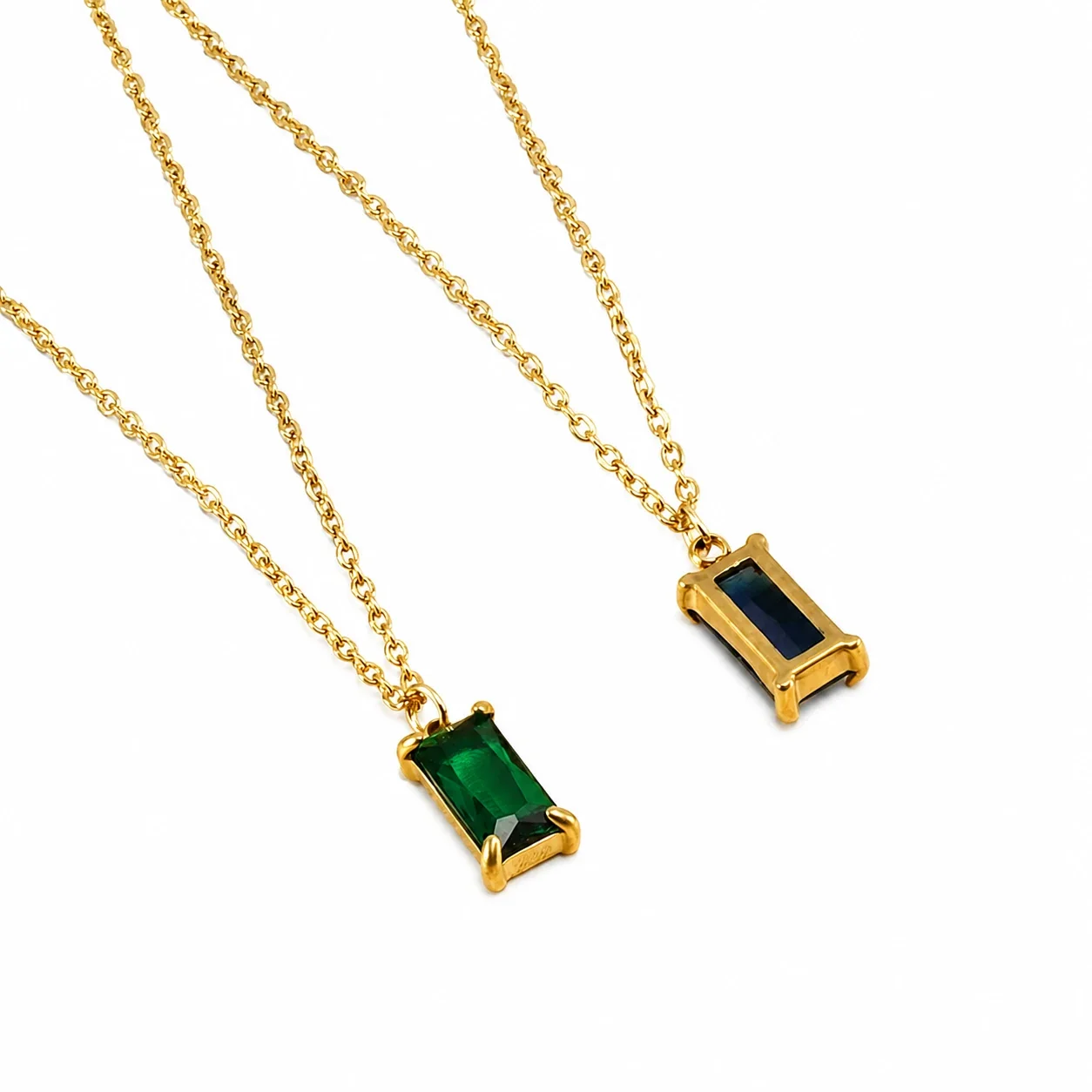 Refined 18K Gold-Plated Emerald-Cut CZ Pendant Necklace