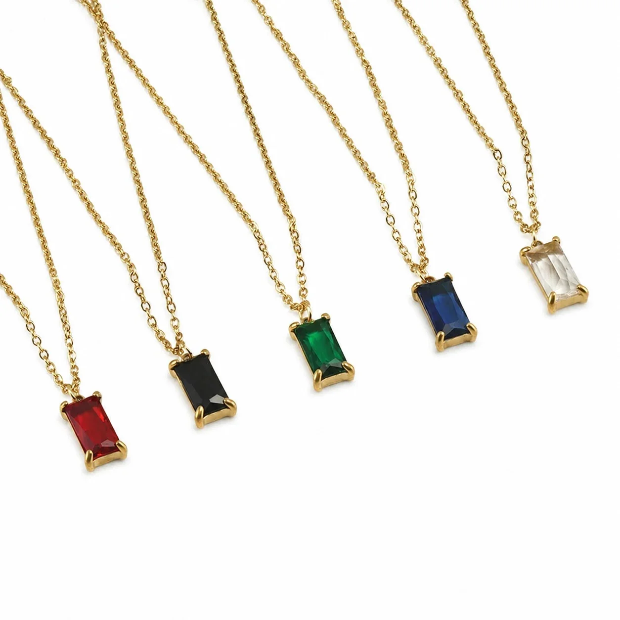 Refined 18K Gold-Plated Emerald-Cut CZ Pendant Necklace