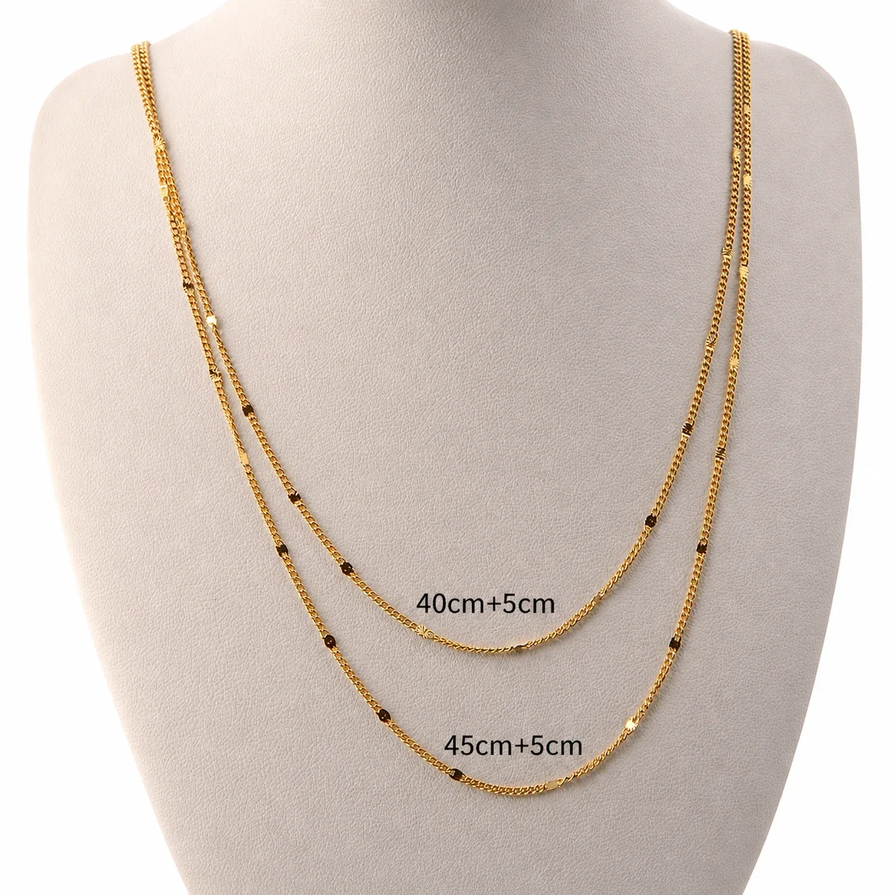 Faceted Station Stainless Steel Curb Chain Necklace