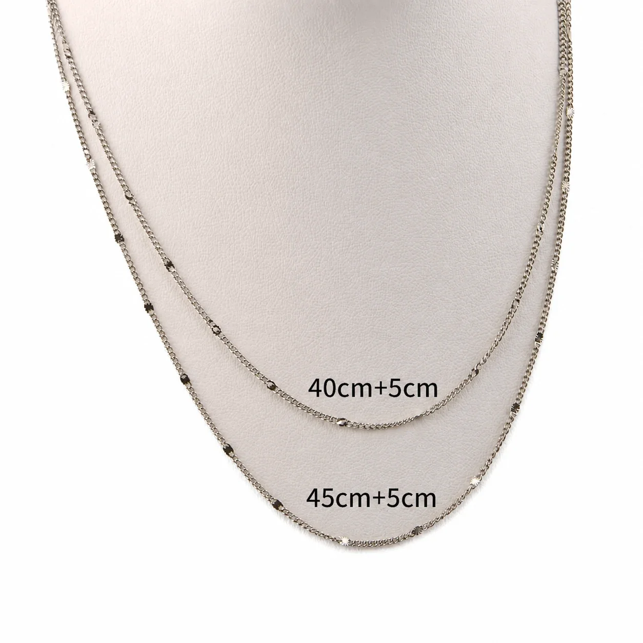 Faceted Station Stainless Steel Curb Chain Necklace