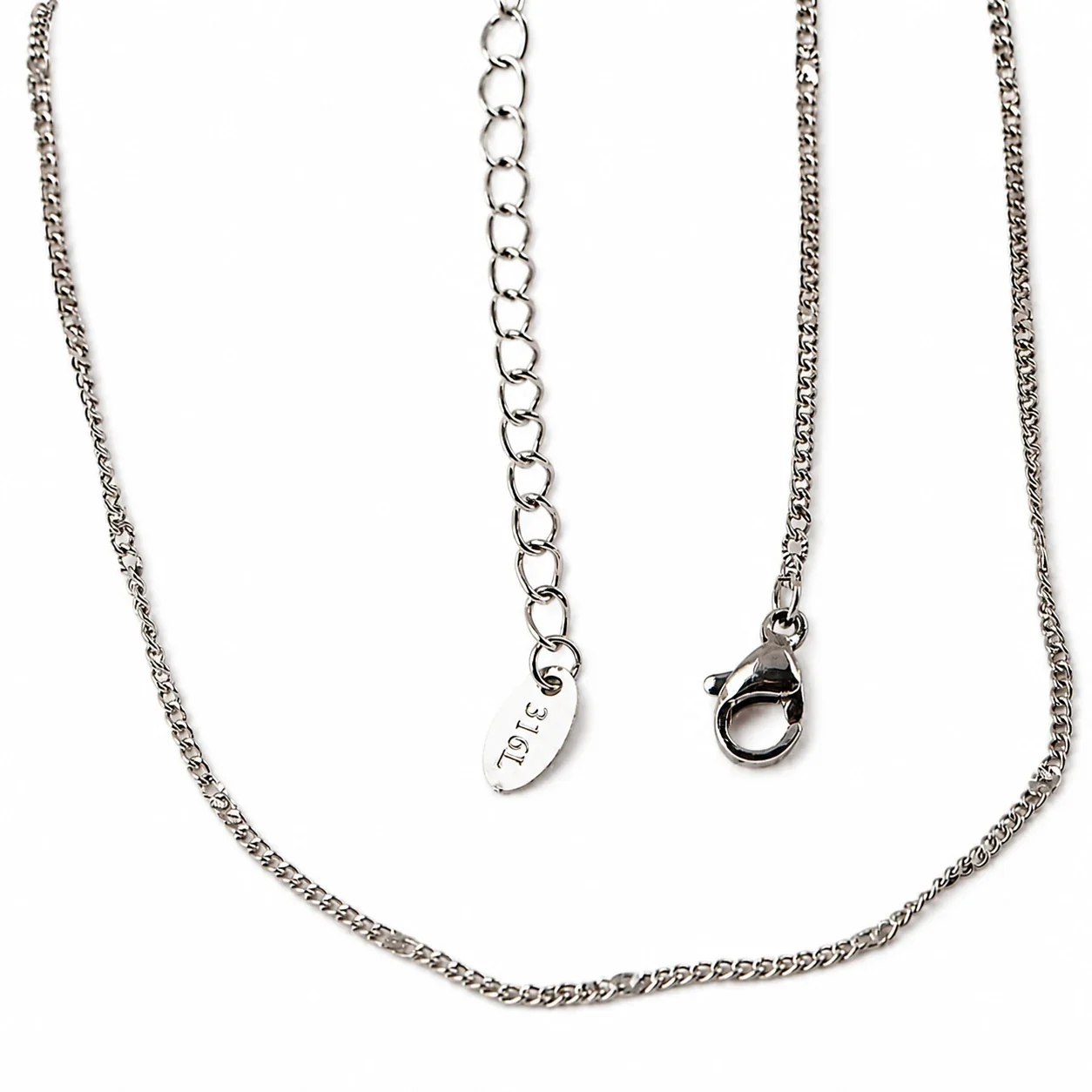 Faceted Station Stainless Steel Curb Chain Necklace