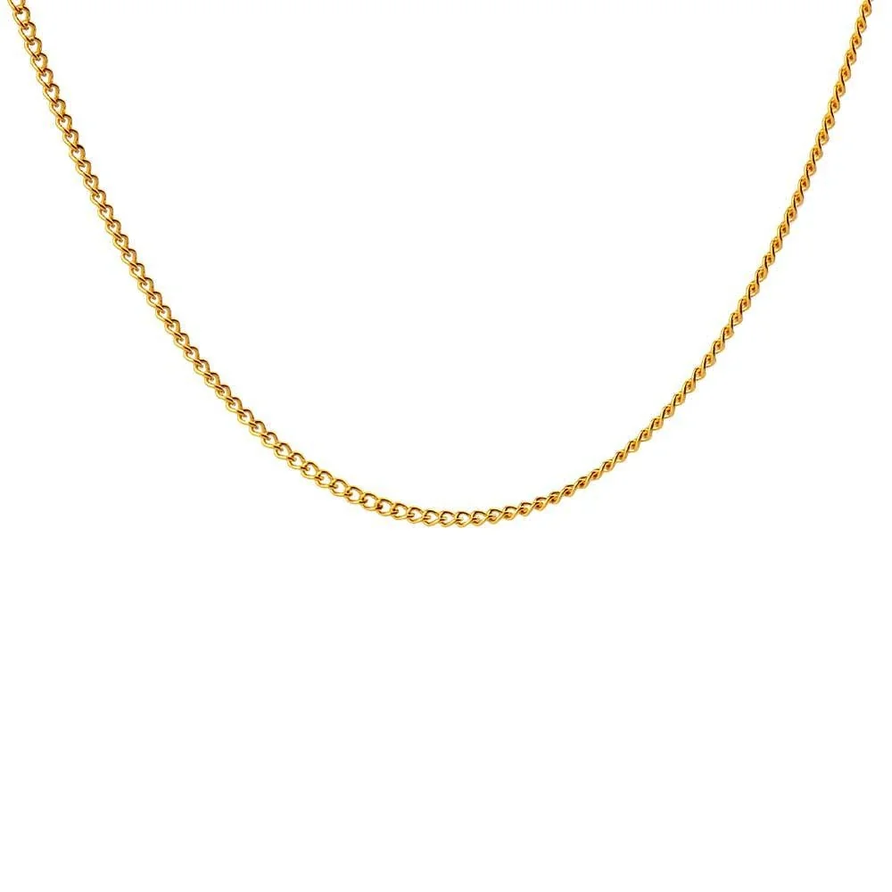 Faceted Station Stainless Steel Curb Chain Necklace - Gold 1.8 mm 40 cm + 5 cm Extender