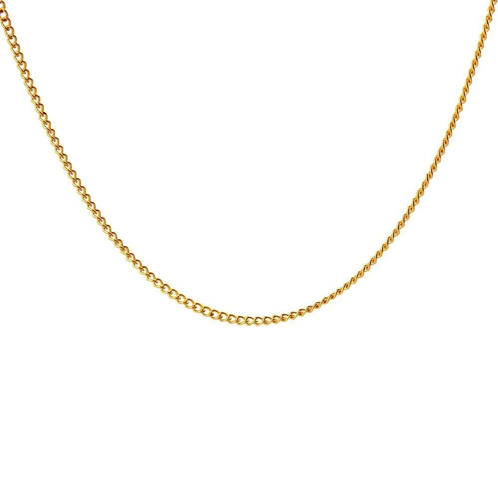 Faceted Station Stainless Steel Curb Chain Necklace - Gold 1.8 mm 45 cm + 5 cm Extender