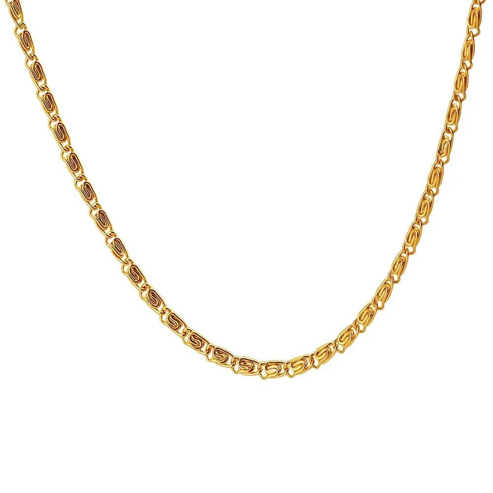 Faceted Station Stainless Steel Curb Chain Necklace - Gold 3 mm 40 cm + 5 cm Extender