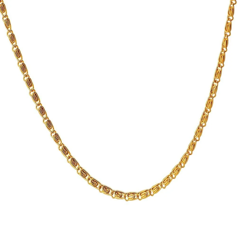 Faceted Station Stainless Steel Curb Chain Necklace - Gold 3 mm 45 cm + 5 cm Extender