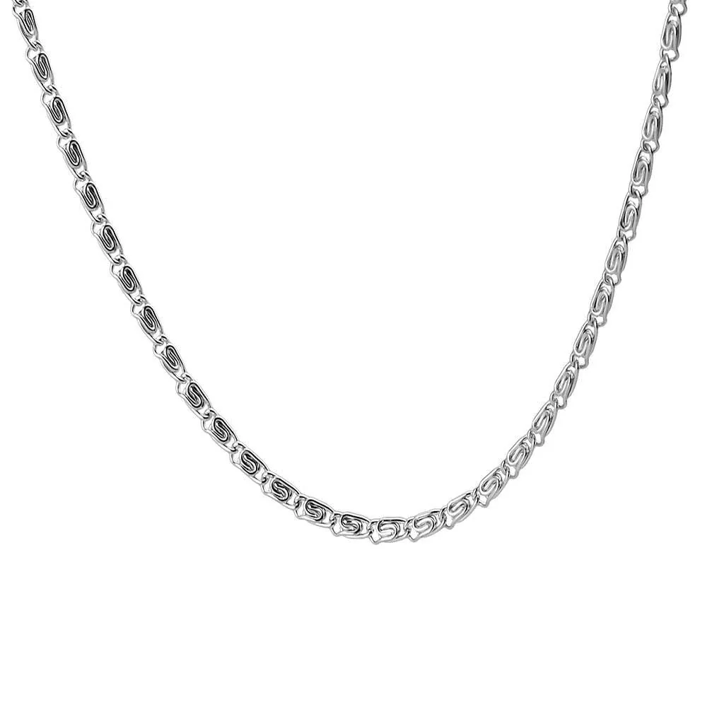 Faceted Station Stainless Steel Curb Chain Necklace - Silver 3 mm 40 cm + 5 cm Extender